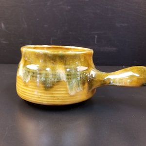Vintage Beauceware Ceramique De Beauce Glazed Green Yellow Onion Soup Bowl #2025
