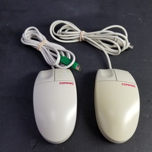 Vintage Lot of 2 Compaq 2-Button PS2 Gray Mouse M-S63 M-S34 Not Working