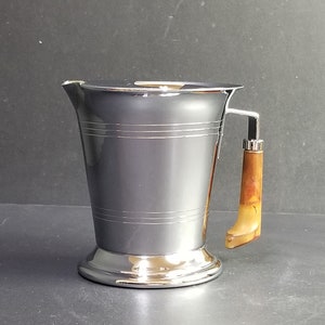 Vintage Art Deco Chrome Bar Pitcher With Ice Dam And Bakelite Handle by Glo-Hill Canada