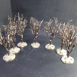 Vintage Lot of 7 Lemax Snowy Trees For Christmas Layout