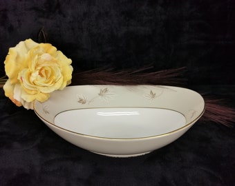 Vintage Zylstra Handcrafted Select Fine China Frosted Leaves Made in Japan Oval Serving Bowl