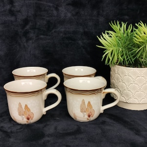 Set of 4 Vintage Noritake Stoneware Mountain View Made in Japan Coffee Mugs
