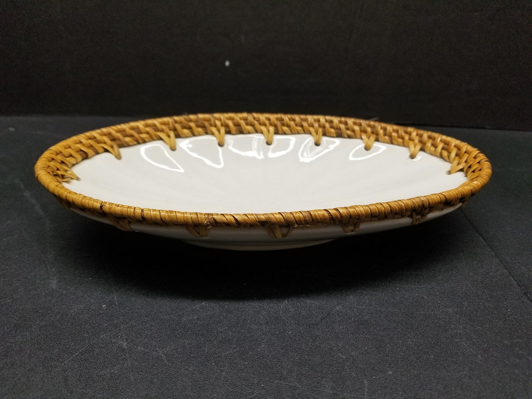 Oval White Ceramic Bread Basket Etsy