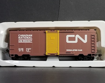 Vagón de caja aislado Canadian National a escala HO realista, n.° CN 452227, marrón, raro