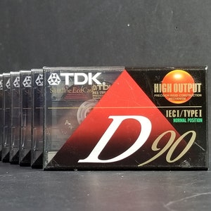 Vintage TDK Lot Of 6 Cassette Tapes D90 High Output Type I New Sealed
