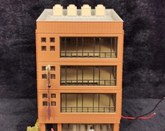 Vintage N Scale Kato Office Business Building 23-431 Scenery Layout Custom Lighted Working