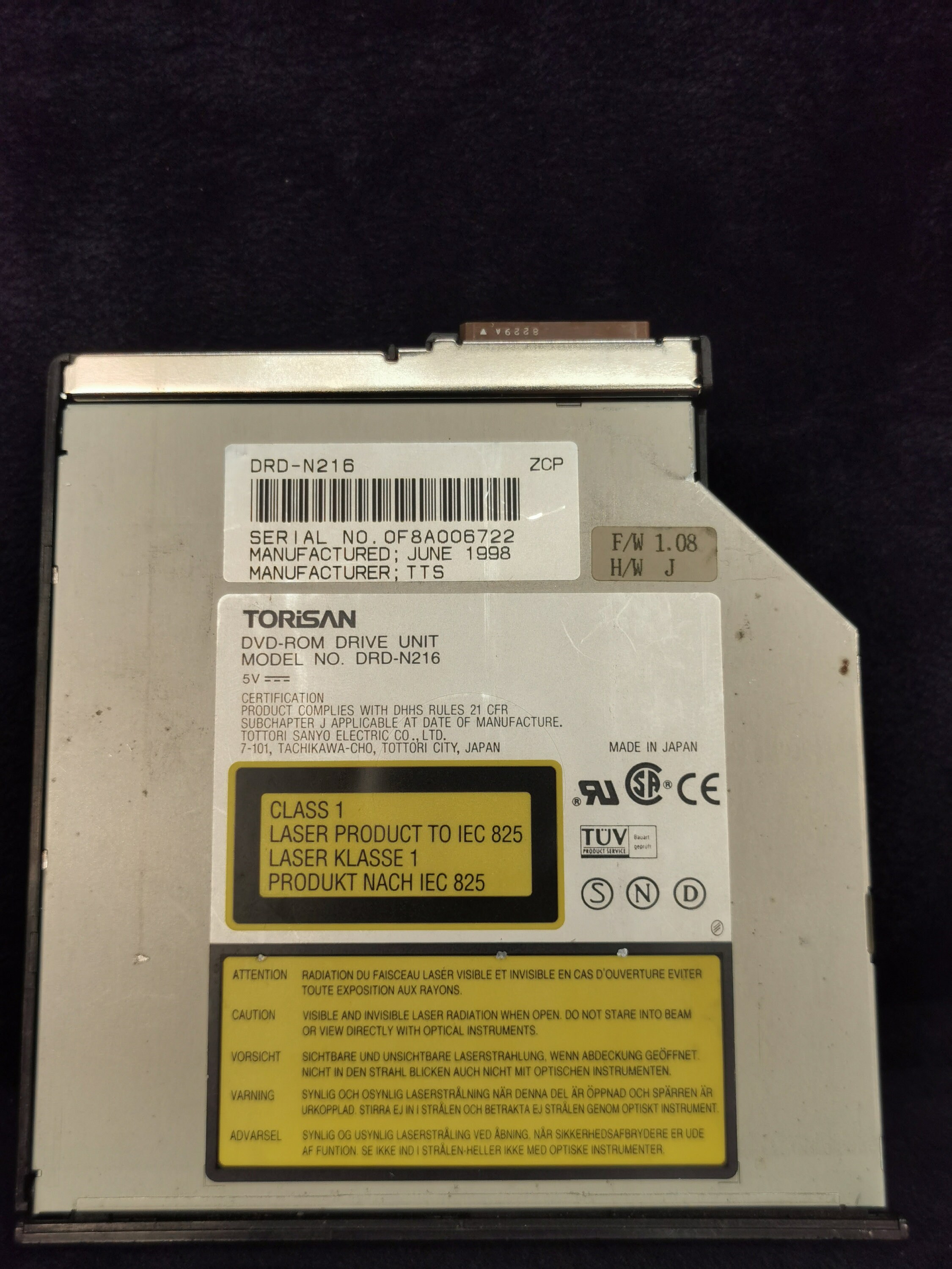 Unidad de DVD-ROM Dell Torisan vintage para portátil, modelo DRD-N216