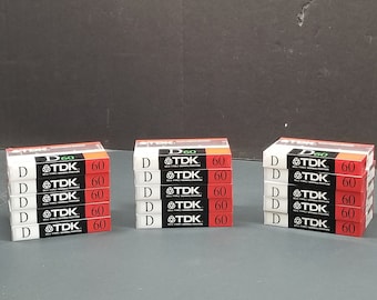 Lote de 15 cintas de casete nuevas vintage tdk D60 Blanc, posición normal, Japón antiguo