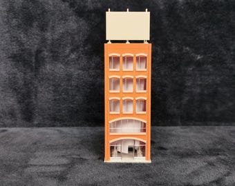Disposición del escenario del edificio de oficinas pequeño Tomix C n.° 4044, escala N vintage