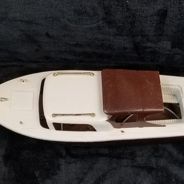 Vintage Eldon Plastic 1960's White And Brown Boat