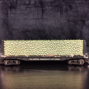 Vintage HO Scale Tri Ang Canadian National Pulp Wood Car CN 655309 Black