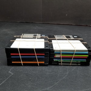 Vintage Lot of 25 Used Diskettes Black Mixed Brands Good Condition