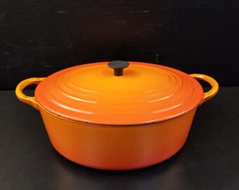 Vintage Le Creuset C Oval Dutch Oven Pot Flame Orange 3.5Qt