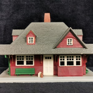 Vintage Atlas HO Escala Modelo Railroading Rockville Passenger Station Kit de construcción construido a medida pintado