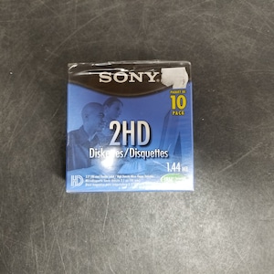 Vintage Sony 10 Pack 2HD Diskettes 1.44mb IBM Formatted New Sealed