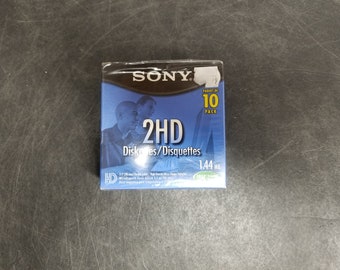 Vintage Sony 10 Pack 2HD Diskettes 1.44mb IBM Formatted New Sealed