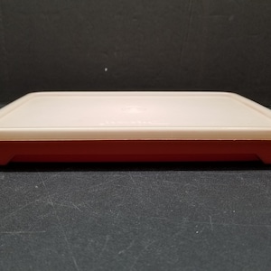 Vintage Tupperware Hot Dog Bacon Meat Marinade Keeper Container Orange 1292-7