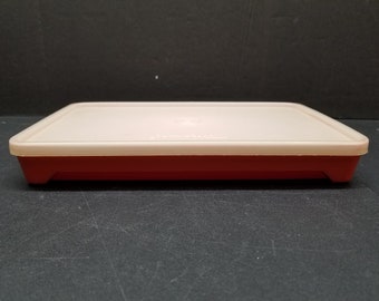 Vintage Tupperware container voor hotdog bacon en vlees marinade oranje 1292-7