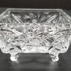 American Brillant Period ABP Polished Cut Glass Footed Bowl