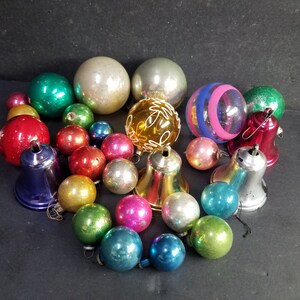 Vintage Lot of 26 Christmas Plastic Ornaments & Bells Small/Large