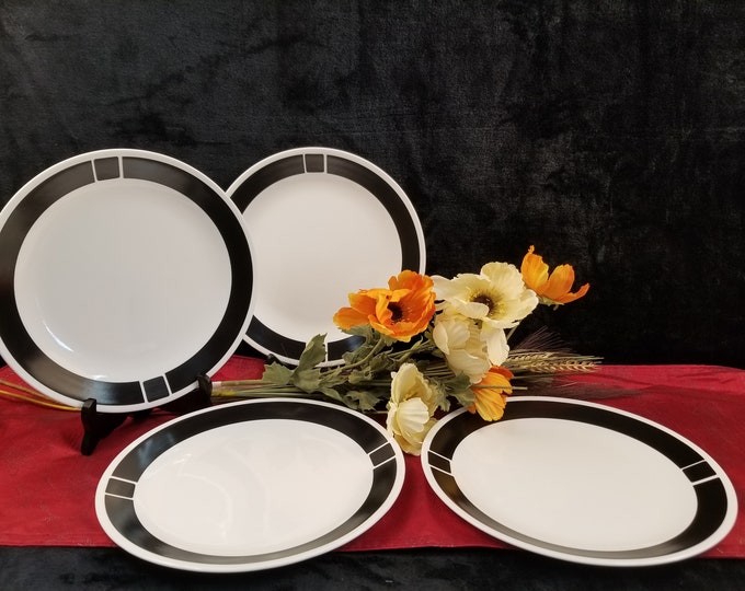 Vintage Corelle Corning Urban Black Pattern Dinner Plates Set of 4 - Etsy