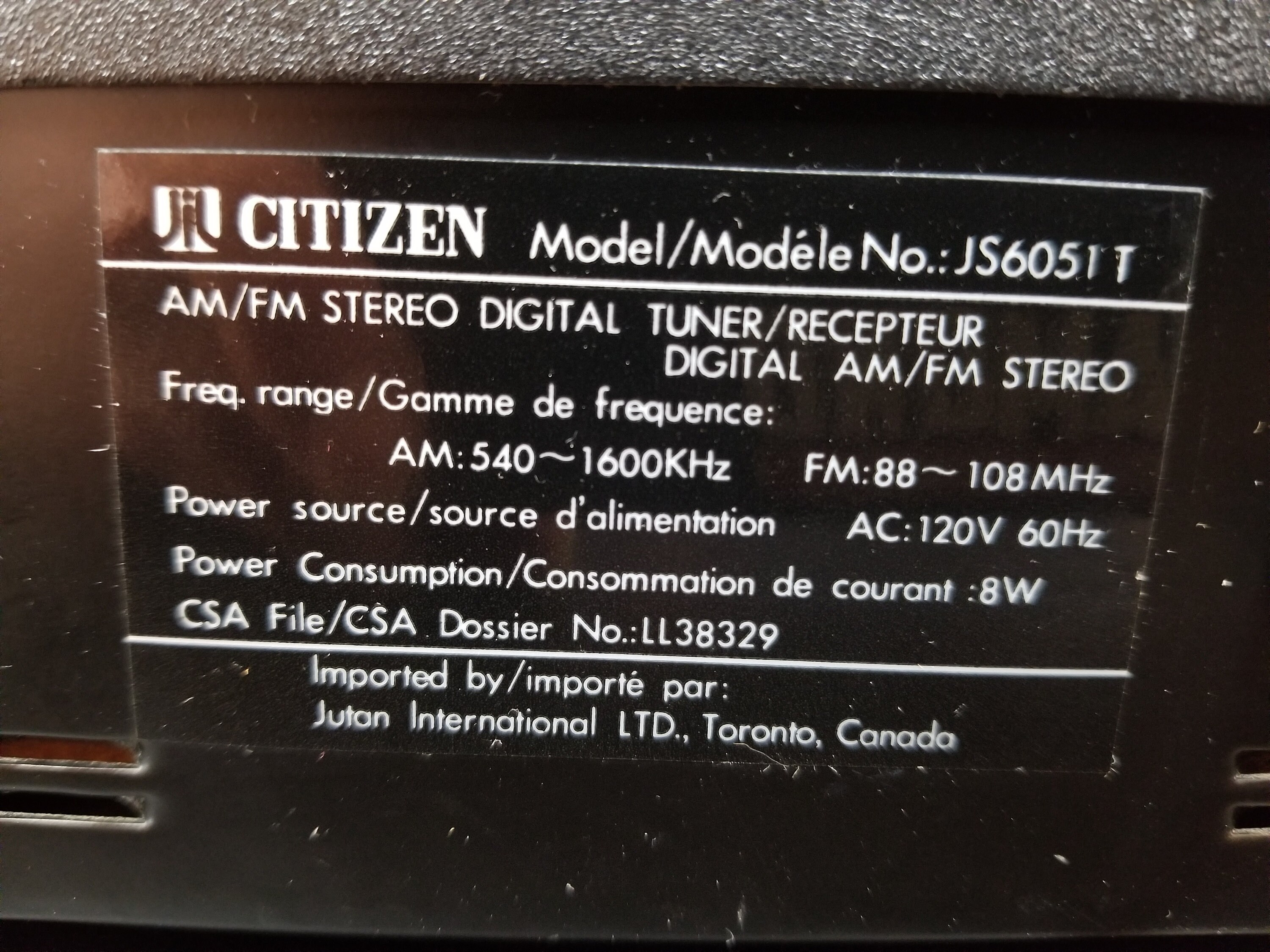 Vintage Citizen DLX JS6051 T AM FM Stereo Digital Synthesizer