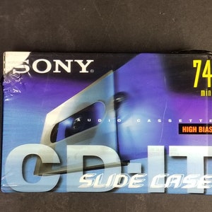 Vintage Sony Cassette Tapes 74 Cd-It High Bias Slide Case  New Sealed