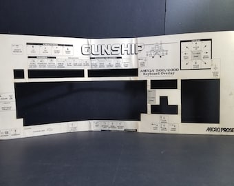 Vintage Commodore Amiga A500/2000 Gunship Keyboard Overlay