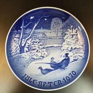 Copenhagen Porcelain Bing & Grondahl Christmas Plate Pheasants at Christmas 1970