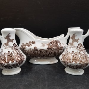 Vintage Romantic England Ironstone J&G Meakin Saucer Salt Pepper Shaker