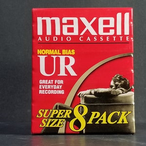 Vintage Lot 8 Maxell Audiokassette UR 60 Normal Schrägband Neu versiegelt