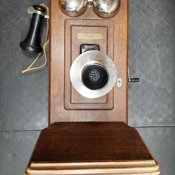 Antique Vintage Early 1900's The Northern Electric Company Wall-Mount Phone Excitingly Rare