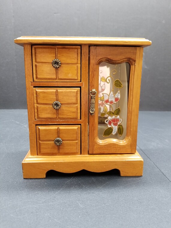 Vintage Wood Jewelry Organizer / Dresser Gem