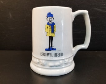 vintage Carnaval Ageum Beer Mug 1960's Québec Céramique