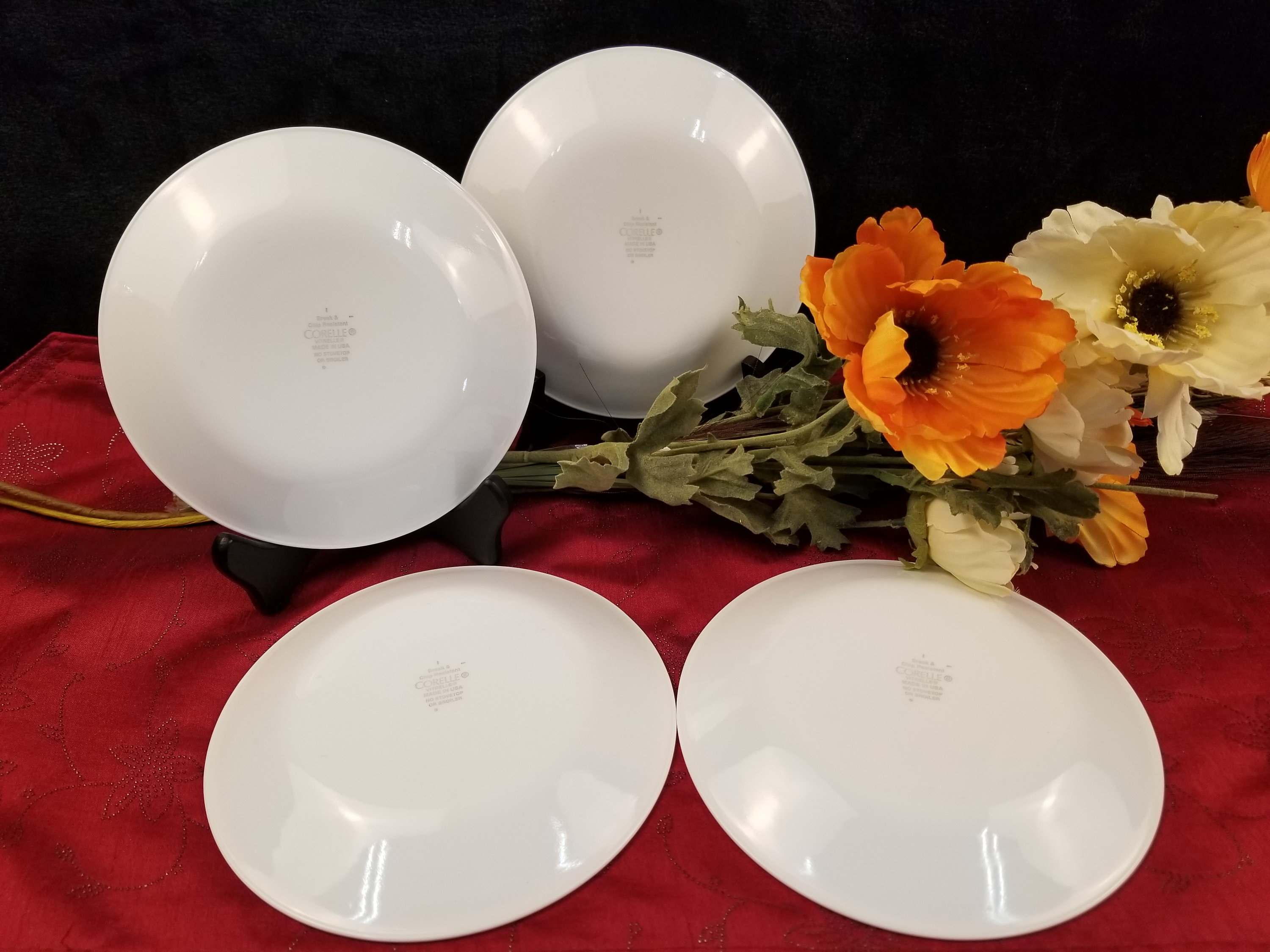 Vintage Corelle Corning Urban Black Pattern Bread / Dessert Plates Set ...