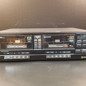 Vintage Citizen Dual Cassette Deck Model Js6051d voor onderdelen / reparatie