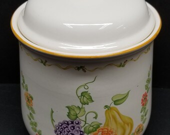 Vintage Food Canister M. Kamenstein Cookie Jar Food Container Fruit Pattern