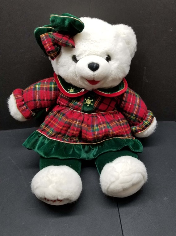 Snowflake Teddy Bear Wal Mart Large 1999 Checkere… - image 1