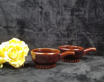 Vintage Set of 2 Beauceware Ceramic Hand Held French Casserole 3310
