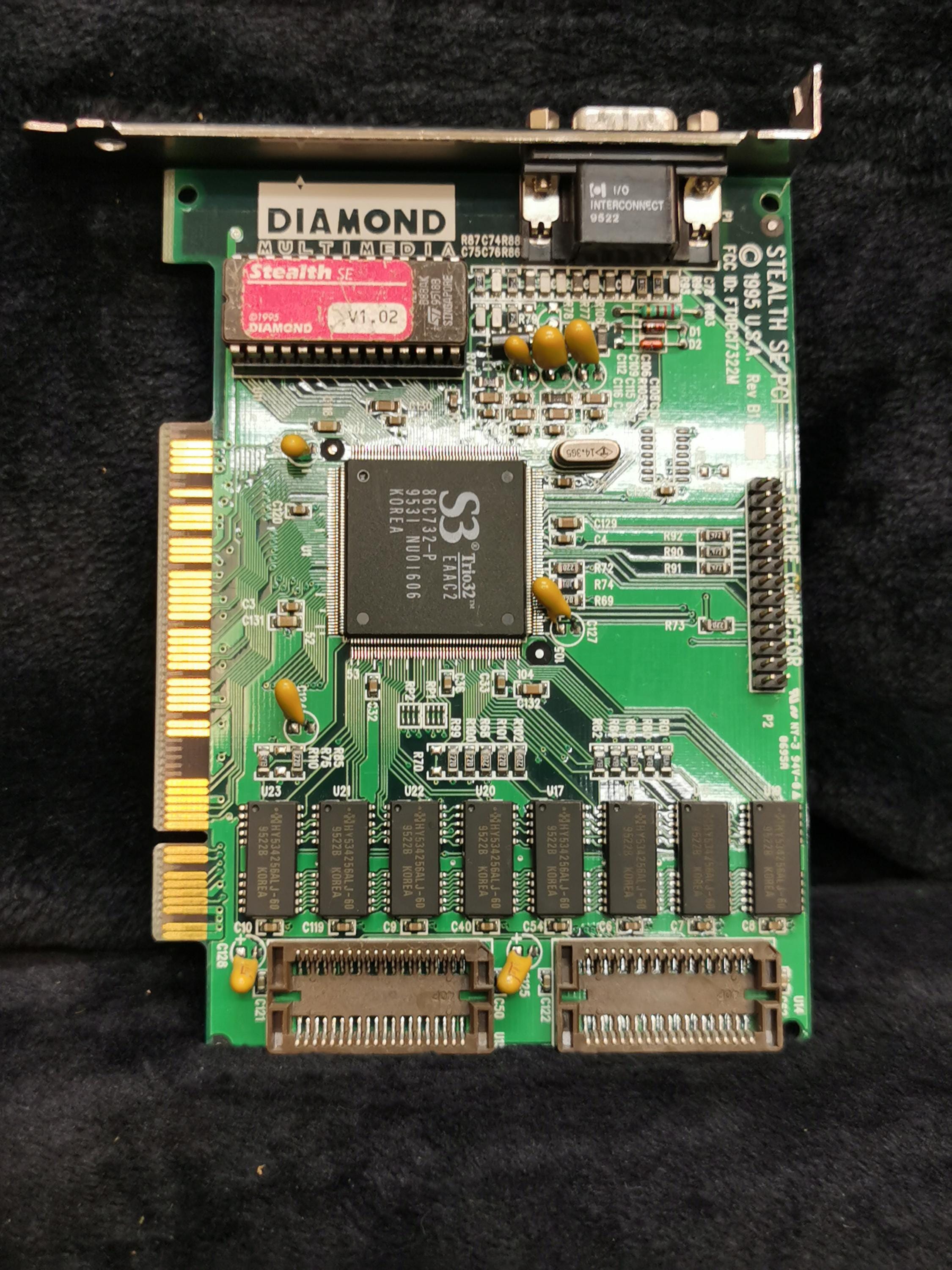 Vintage Diamond Multimedia Stealth SE PCI Dram Graphics Card S3 Trio 32 1/2Mb VGA