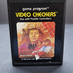 Video Checkers (Game Program, 1986) - Atari 2600 - Rare Picture Label - Cartridge Only