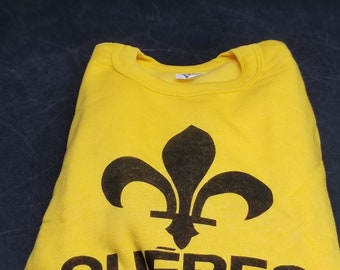 Vintage NOS 1980' Quebec Canada Fleur de Lys Sweater by Sportsman Yellow Medium