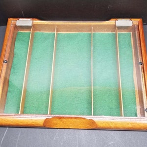Antike Holz Glas Ladentheke Vitrine mit Klappdeckel