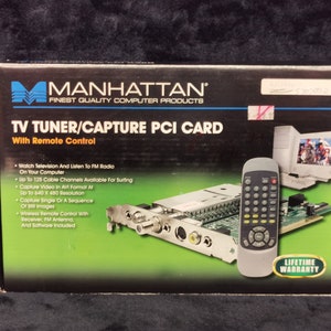 Scheda PCI di acquisizione/sintonizzatore TV vintage Manhattan con telecomando in scatola originale