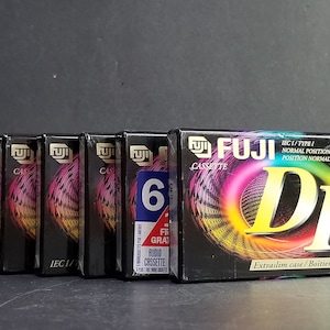 Vintage Fuji Lot Of 6 Cassettes Tapes Dr 90 Type I Extra Slim Case New Sealed