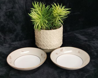 Set of 2 Vintage Zylstra Handcrafted Select Fine China Frosted Leaves Made in Japan Dessert Bowls