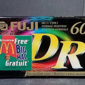 Vintage Fuji Cassettes Tapes Dr 60 Type I Extra Slim Case Free BigMac Rare New Sealed