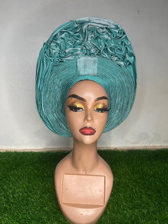 Turquoise Ready to Wear Auto Gele - Etsy display picture 3