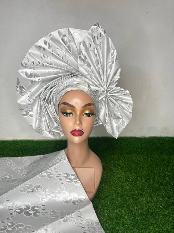 Silver Sego Auto Gele and Ipele - Etsy display picture 3