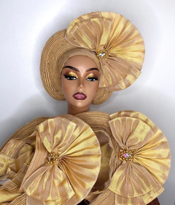 Rose Gold Auto Gele Ready to Wear - Etsy